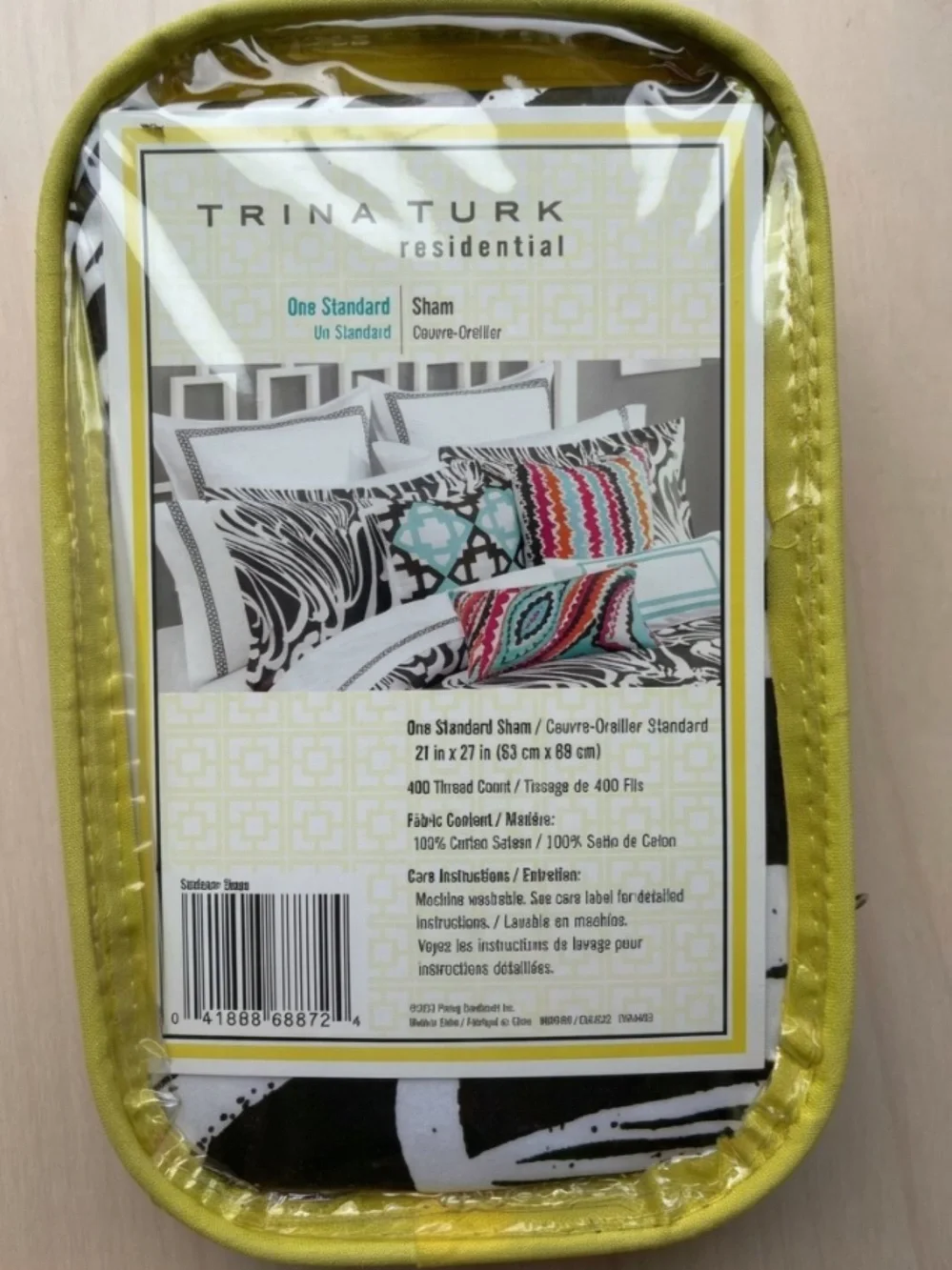 Trina Turk Brown and White Wave-Print Standard Pillow Sham